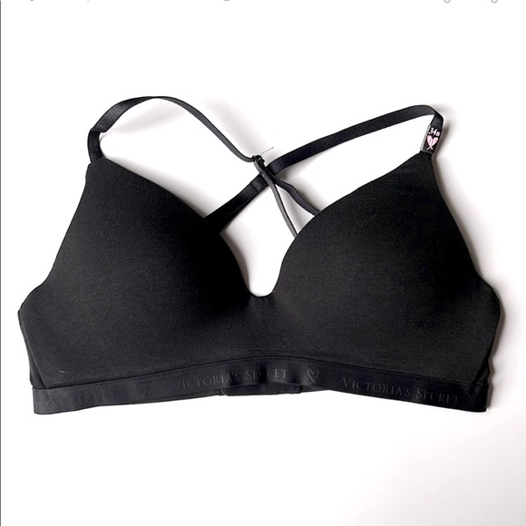 VS Black T-Shirt Cotton Wireless Bra, Cross Cross or Regular Strap Option, NWT - Picture 1 of 6